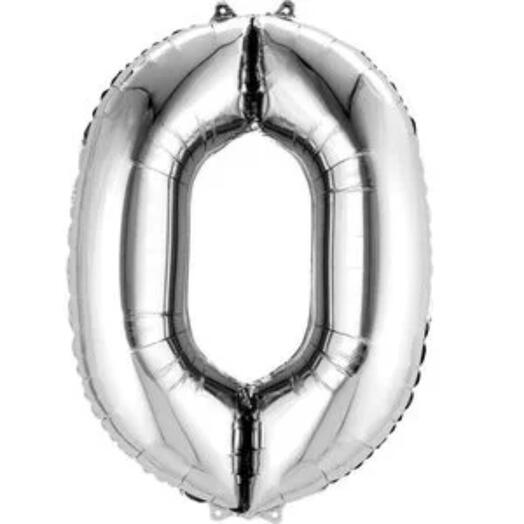 Шар цифра 100см "Серебро"
