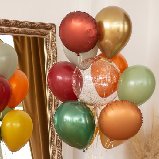 Связка воздушных шаров «Autumn» на грузе | 11 шаров, 1 груз
