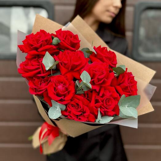 Букет| Ярких Французских Роз с Эвкалиптом