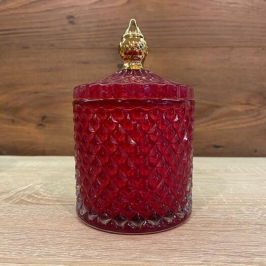 Шкатулка Монако стекло красно-золотая h=14 см