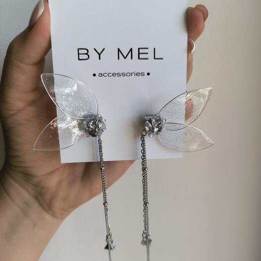 Серьги "Shine" из витрали с подвесками, свадебные серьги, акцентные серьги