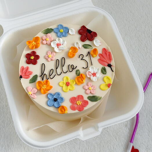 Бенто тортик с цветами на день рождения