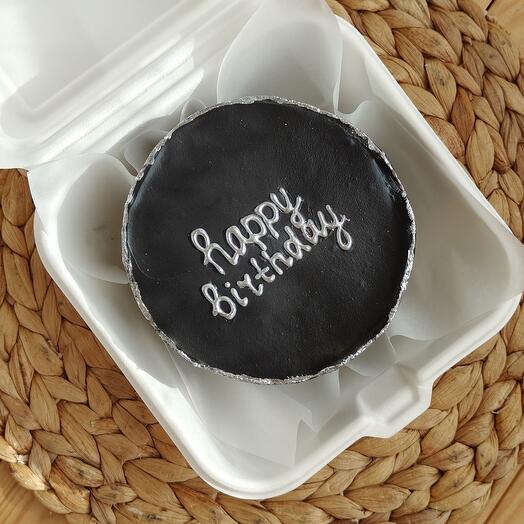 Чёрный бенто-торт "Happy Birthday"