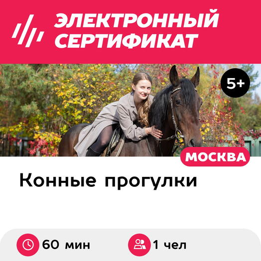 Подарочный сертификат Индивидуальная конная прогулка в лес для 1 человека (60 мин.)