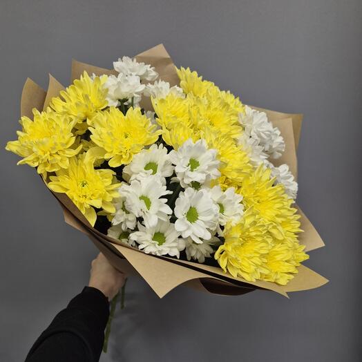 Микс кустовых хризантем 7 шт 🤍💛