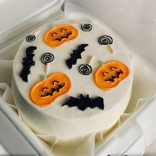 Бенто торт на Хэллоуин🎃 с тыквой и летучими мышами
