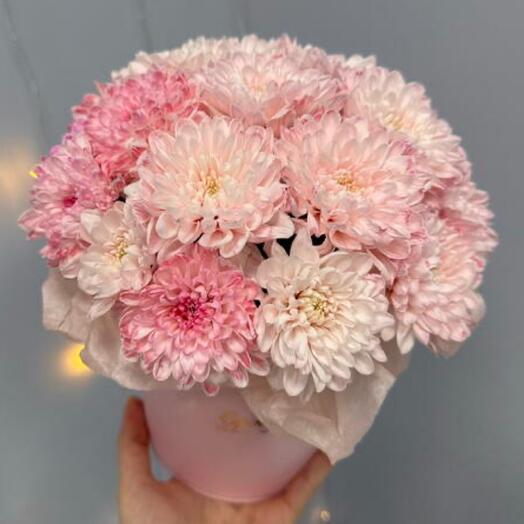 Хит 🔥Коробка комплимент с розовой хризантемой 🌸