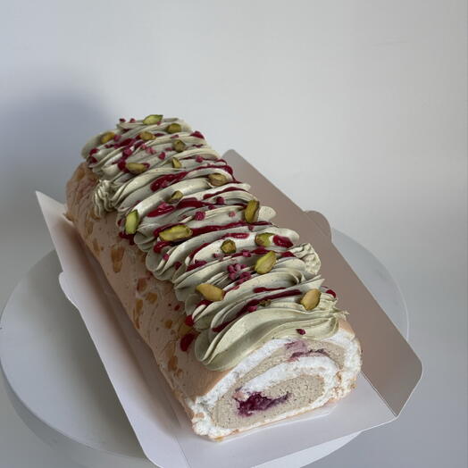 Меренговый рулет фисташка-малина БЕЗ САХАРА