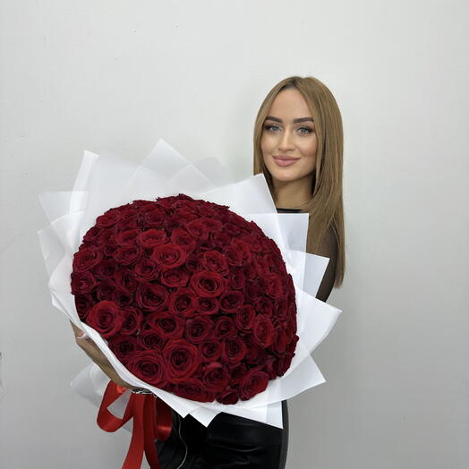 101 красная роза 60 см