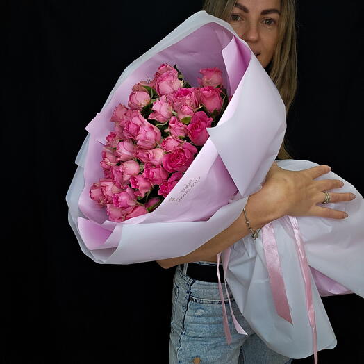 💕"Pink Gold" навсегда 💗 Любимой, пионовидные розовые розы, кустовые пион розы, букет роз, кустовые розы букет, дофаминовый букет