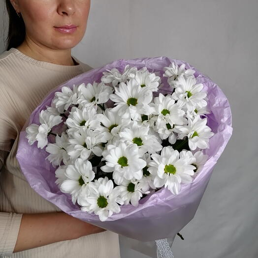 💟Букет ромашковый комплимент из белых хризантем