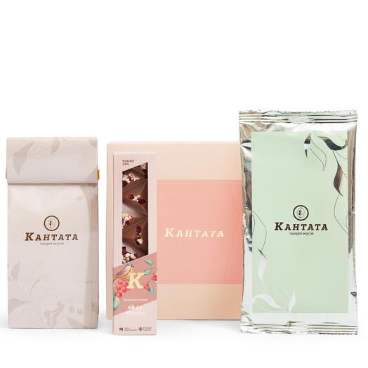 Подарочная коробка чай кофе и сладости  «Контраст гурмана»