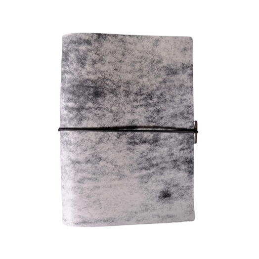 Кожаный блокнот А5 Бело-чёрный "На резинке" с креплением для ручки