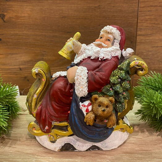 Фигурка с подсветкой Санта в санях керамика h=12 см