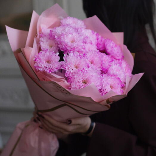 5 Кустовых хризантем розовых + десерт