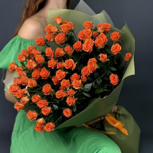 Bouquet of orange spray roses 9 pcs