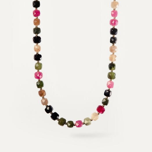 Чокер ожерелье Флокс Турмалин микс 14K 35 см (CHO1039)