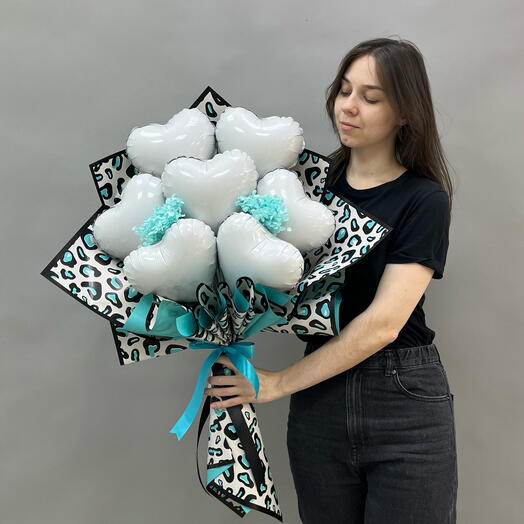 Букет из сердец белый