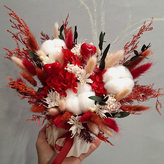 Сухоцветы композиция "ПЛАМЯ ЛЮБВИ"
