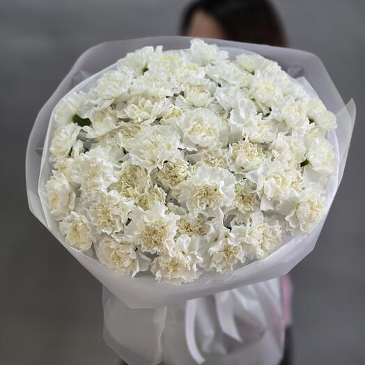 Букет из 51 гвоздик белого цвета, размер L, от "Di_Flowerslab"
