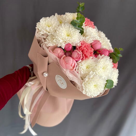 Букетик с розочкой Сильва Пинк 🌸