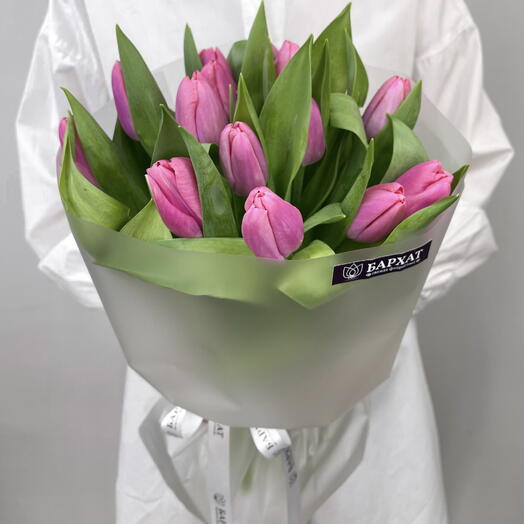 Цветочный букет, Монобукет из розовых тюльпанов 2