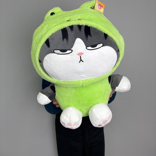 Игрушка кот в капюшоне лягушки