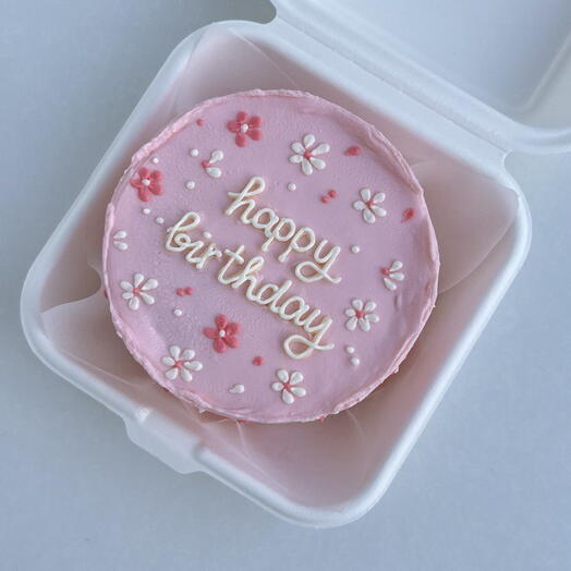 Бенто торт с надписью "Happy Birthday", торт для девушки, торт для сестры, торт для подруги (F)