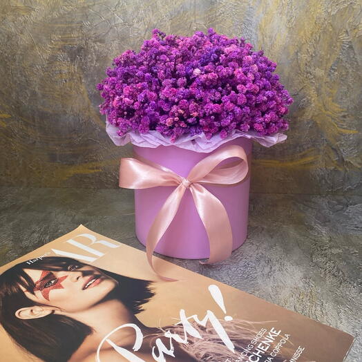 Цветы в коробке Стабилизированная гипсофила Яркий фиолетовый 💜