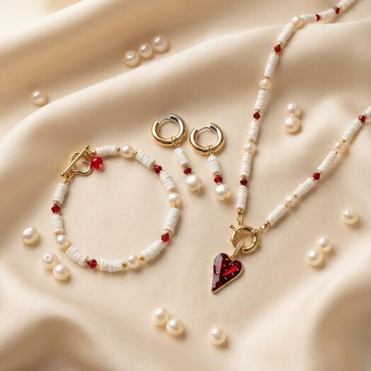 Комплект колье, браслет и серьги