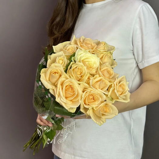 Пачка (15 штук) роз 40 см, Пич Аваланж