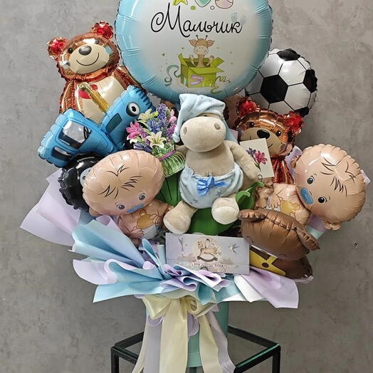 Шары в коробке на рождение мальчика