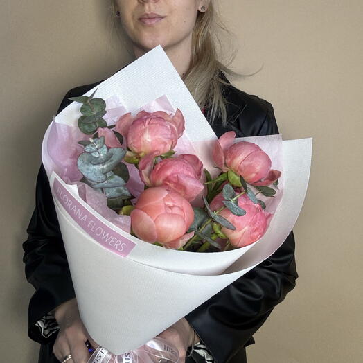 Пионы корал шарм. Букет пионов 😍