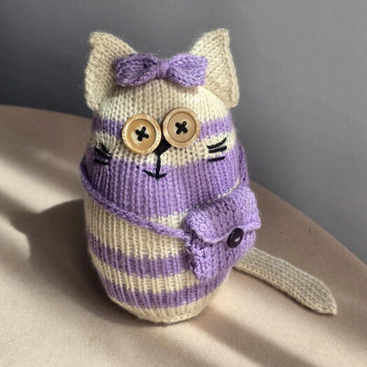 Милая кошечка с бантиком, мягкая игрушка
