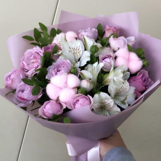 Букет из лавандовых роз и альстромерий на подарок для любимой 💞