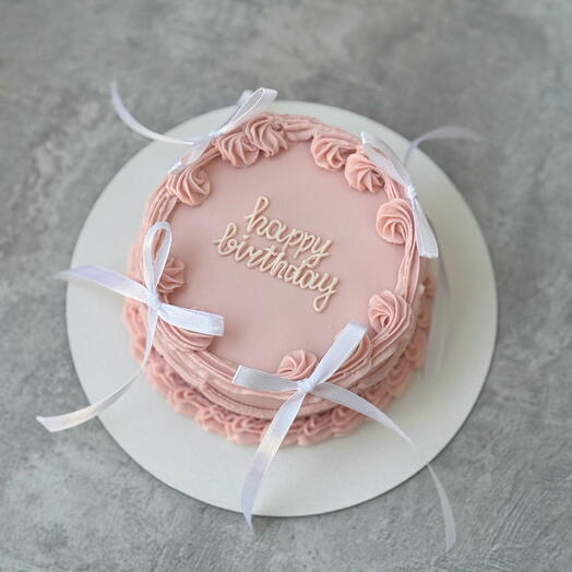 Бенто торт S happy birthday на день рождения девушке жене маме дочери сестре подруге с бантиками Ламбет с рюшами