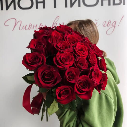 😳Шок цена😳Букет из 25 шт / розы красные Россия/ Доставка цветов в Уфе/ цветы Уфы
