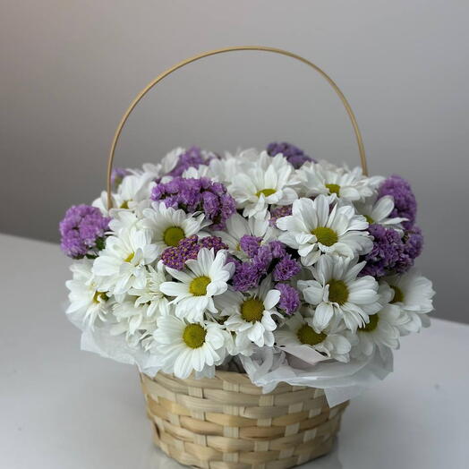 Корзинка «Ромашковый акцент» 🤍💜
