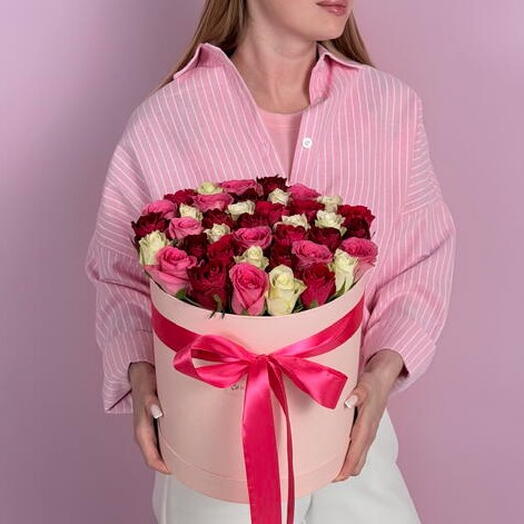 Коробка с 35 розами Микс