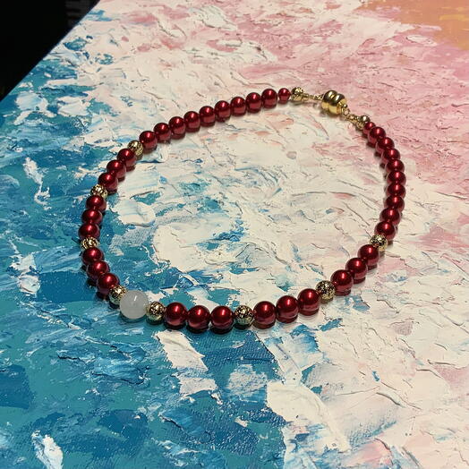Чокер с розовым кварцем "Яркая Майорка"