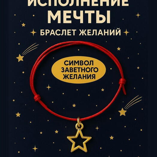 Браслет желаний "Золотая звезда мечты" - амулет для достижения цели