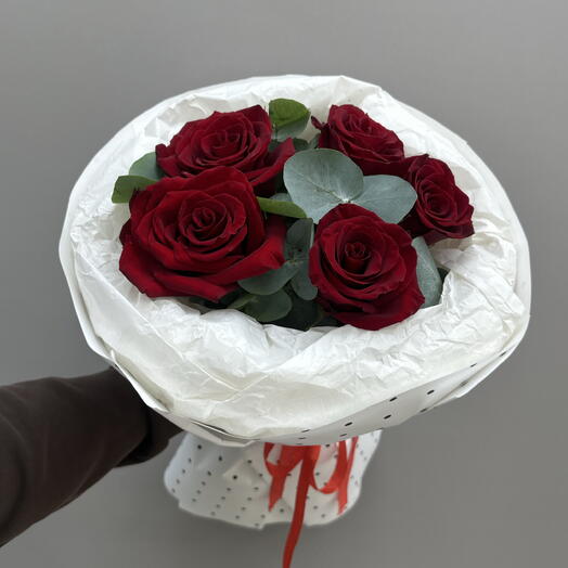 Букет 5 бордовых роз♥️