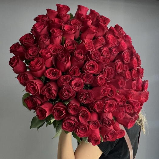 Монобукет с бордовой розой 101 Роза ♥️♥️♥️
