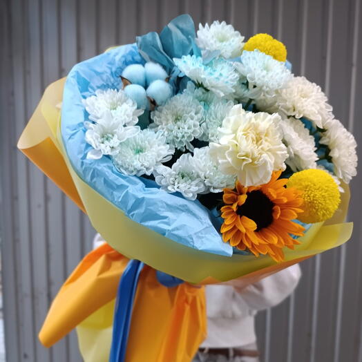 Дуо букет с подсолнухом 🌻