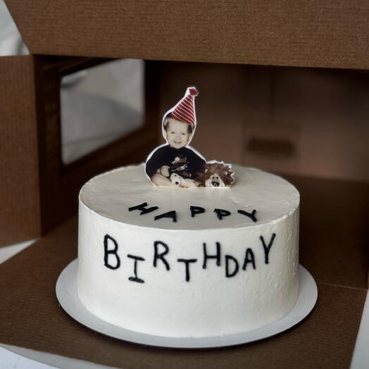 Торт 1 кг Happy Birthday с вашим детским фото/ торт на день рождения/ торт с фотопечатью