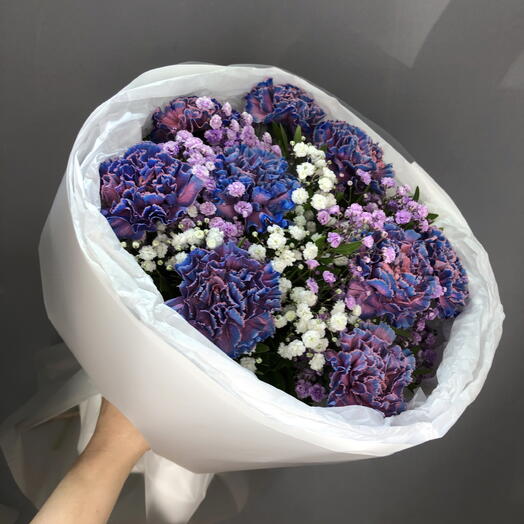Букет с космическими диантусами и гипсофилой🌸🌺🌸🌺🌸