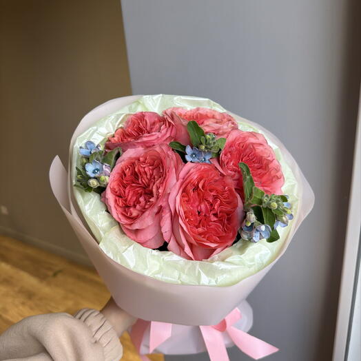 Букет из пионовидной розы и незабудок 🌸️💕💐