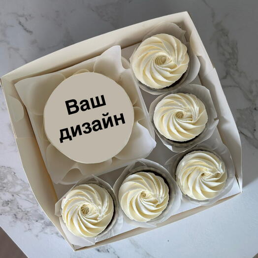 Бенто торт и капкейки 5 шт. подарок на день рождения Ваш дизайн