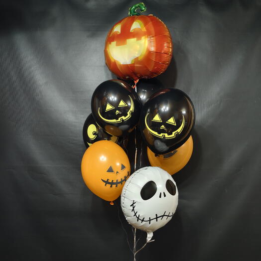 Фонтан из 8 шаров на Halloween «Страшно стильно: фонтан шаров в духе Хэллоуина»