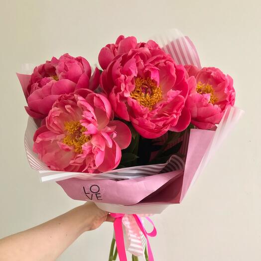 Coral sunset: 5 коралловых пионов